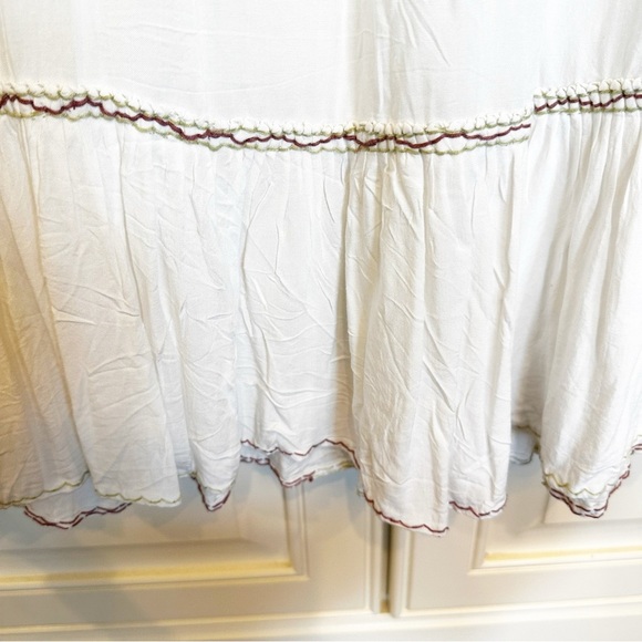 Mexican Chiappas Hand Embroidered Soft Natural Cotton Midi Dress Mayan Style HTF - Picture 7 of 12